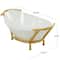 CosmoLiving by Cosmopolitan 25" White Glass Kitchen Serving Bowl with Gold Metal Stand